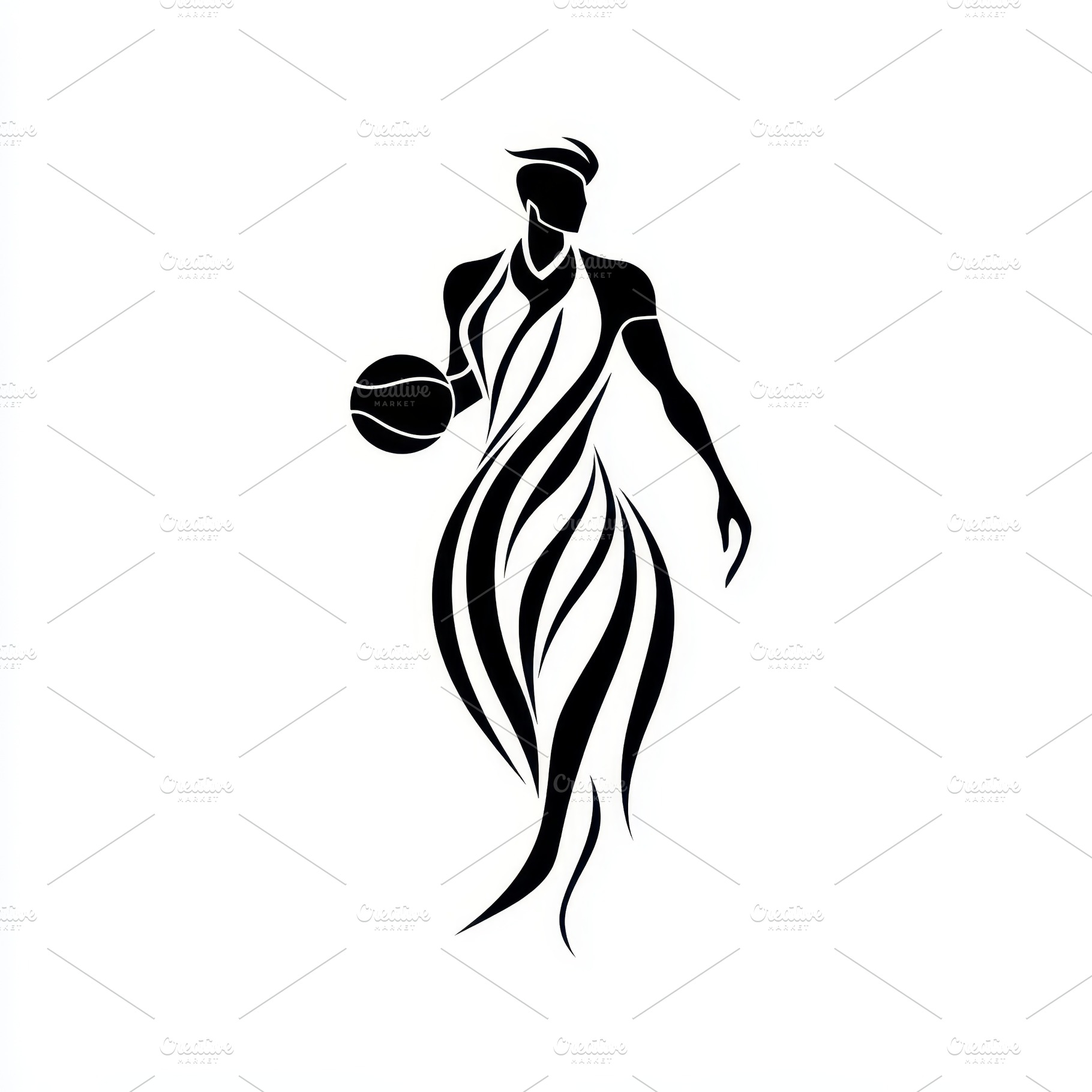 Abstract Basketball Player Design Bl, an Abstract Photo by Pixeness Studio
