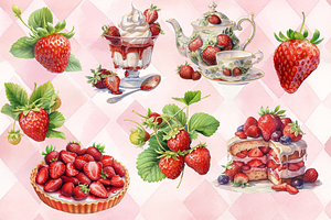 Strawberry Watercolor Clipart