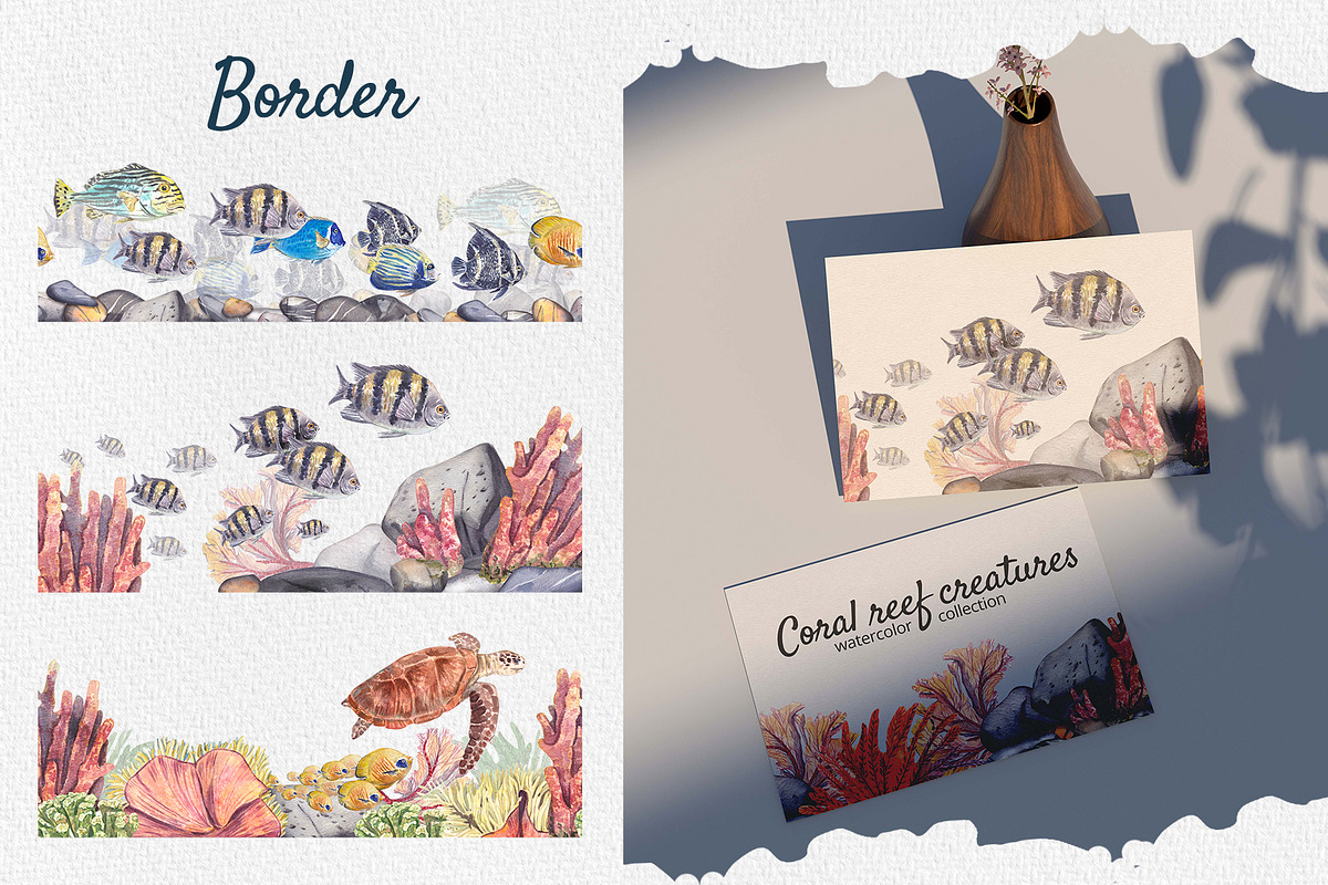 Coral Reef Watercolor Clipart, an Animal Illustration by Nastya Che (Photo 9 of 14)
