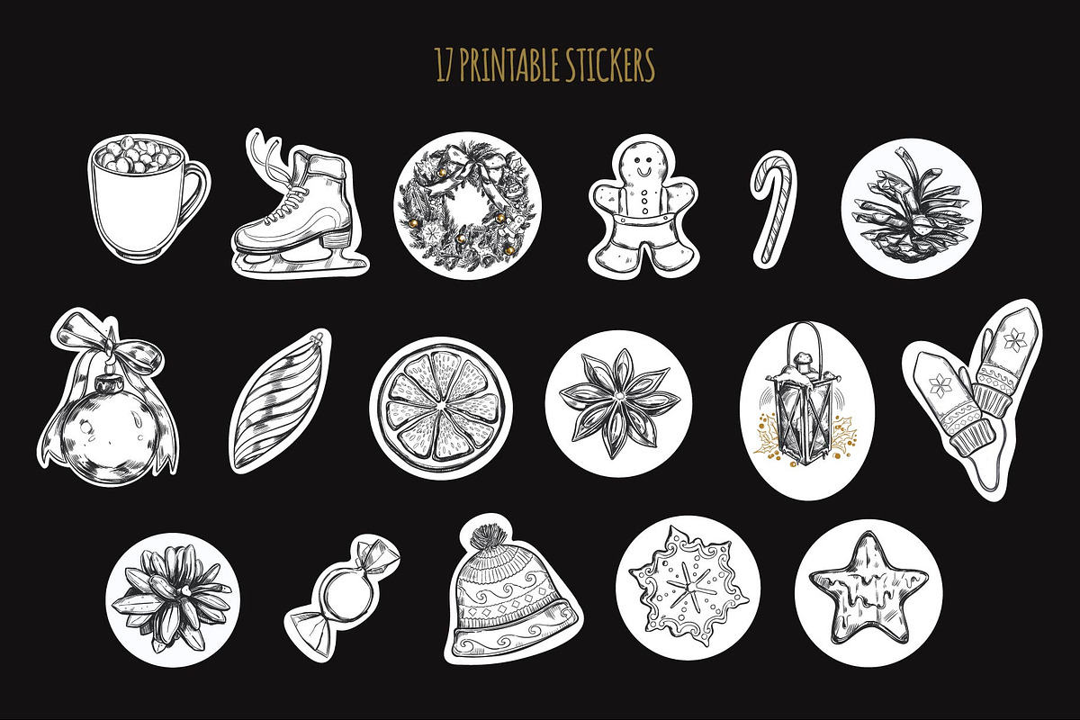 Christmas vintage stickers bundle, an Illustration by Wild Muse (Photo 2 of 4)