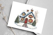Watercolor Christmas Home Clipart, an Illustration by Canvas Craft (Thumbnail 5 of 8)