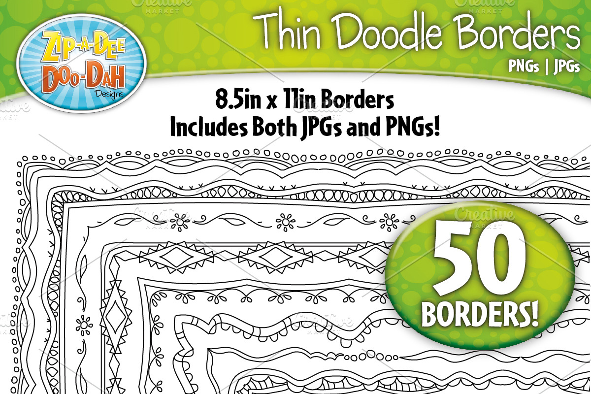 Thin Doodle Frame Borders Set 5