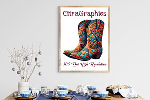 Watercolor Western Cowboy Boot PNG