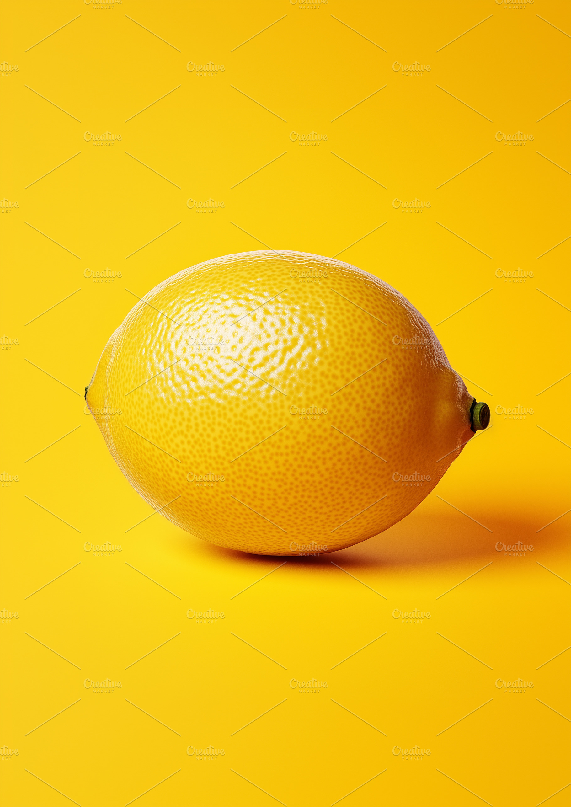 Fresh whole lemon isolated on bright, a Food & Drink Photo by MistyDay