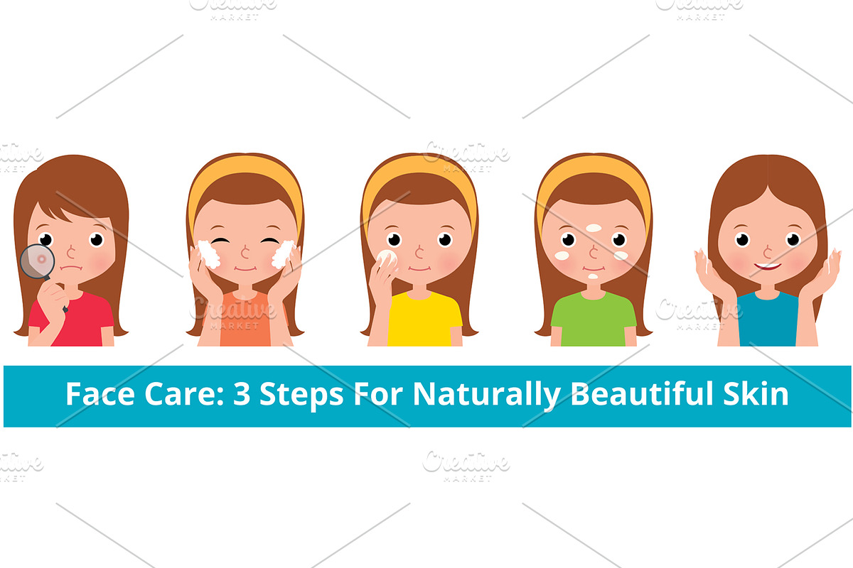 Vector cartoon girl taking face care, a Person Illustration by Julia's illustrations