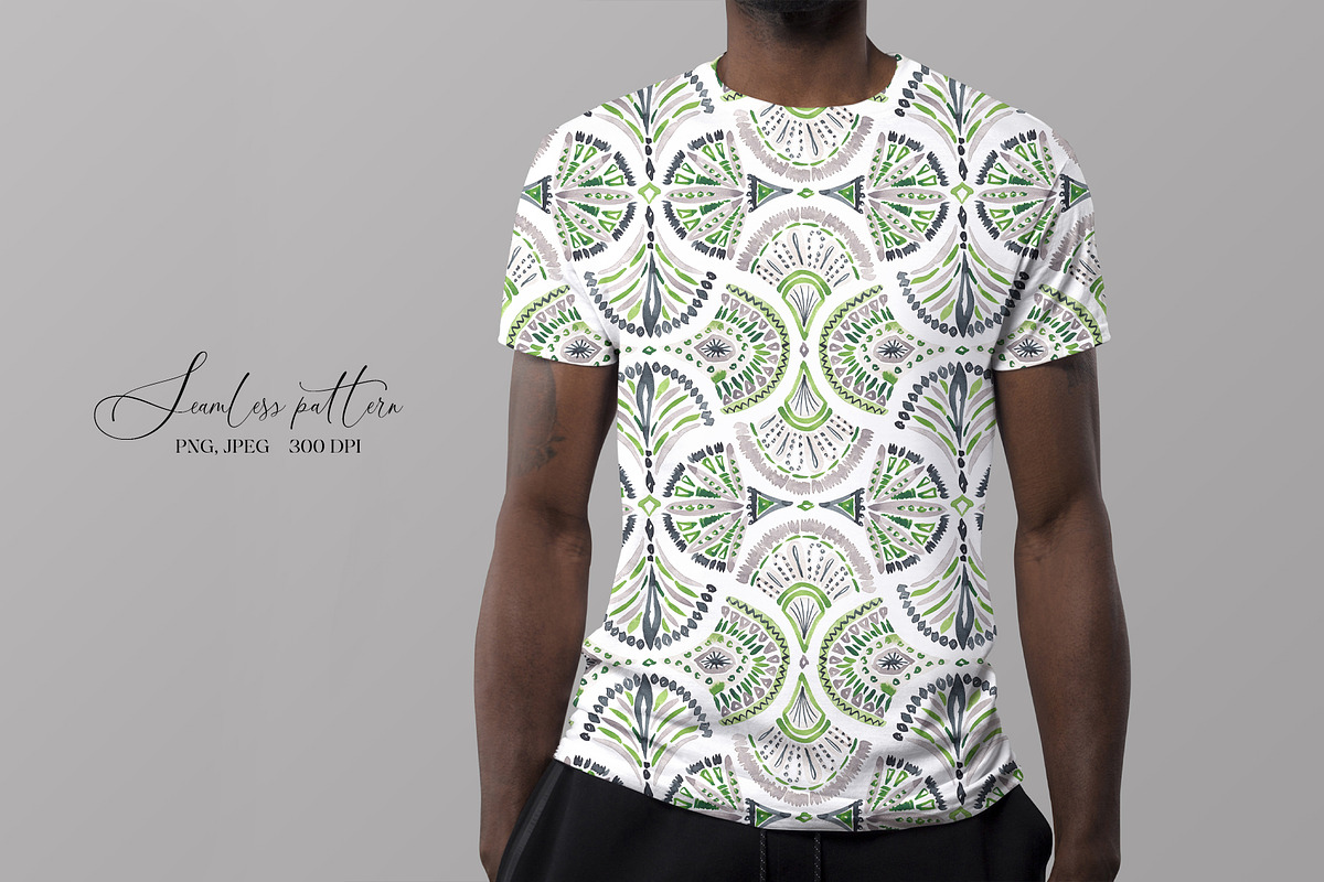 Lime Mandala Feather Damask on Black, a Pattern Graphic by SirenaArt (Photo 8 of 10)