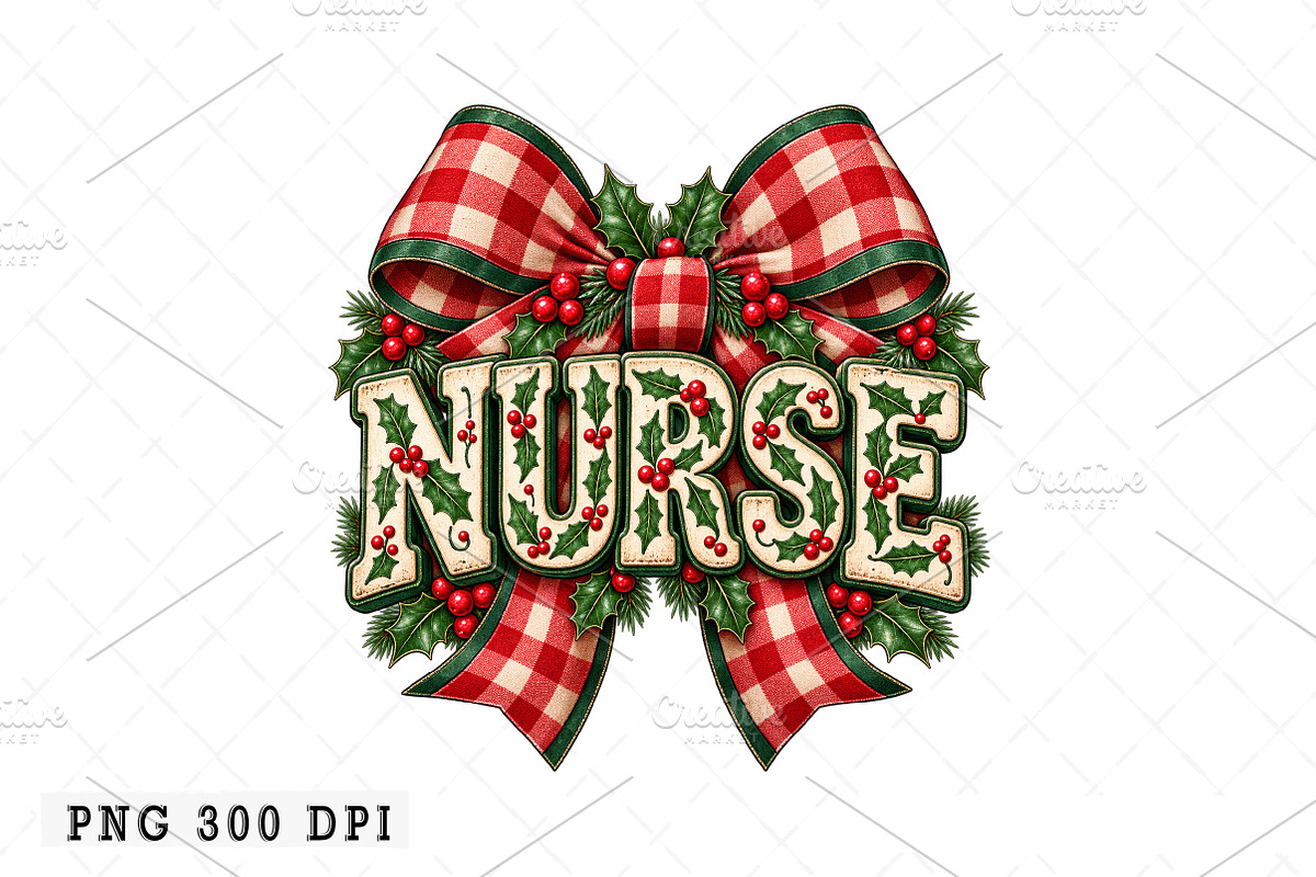 Christmas Nurse PNG, a Seasonal Illustration by Watercolor design (Photo 1 of 3)