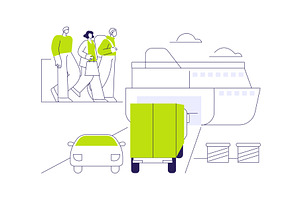 Car ferry abstract concept vector, a Transportation Illustration by Visual Generation