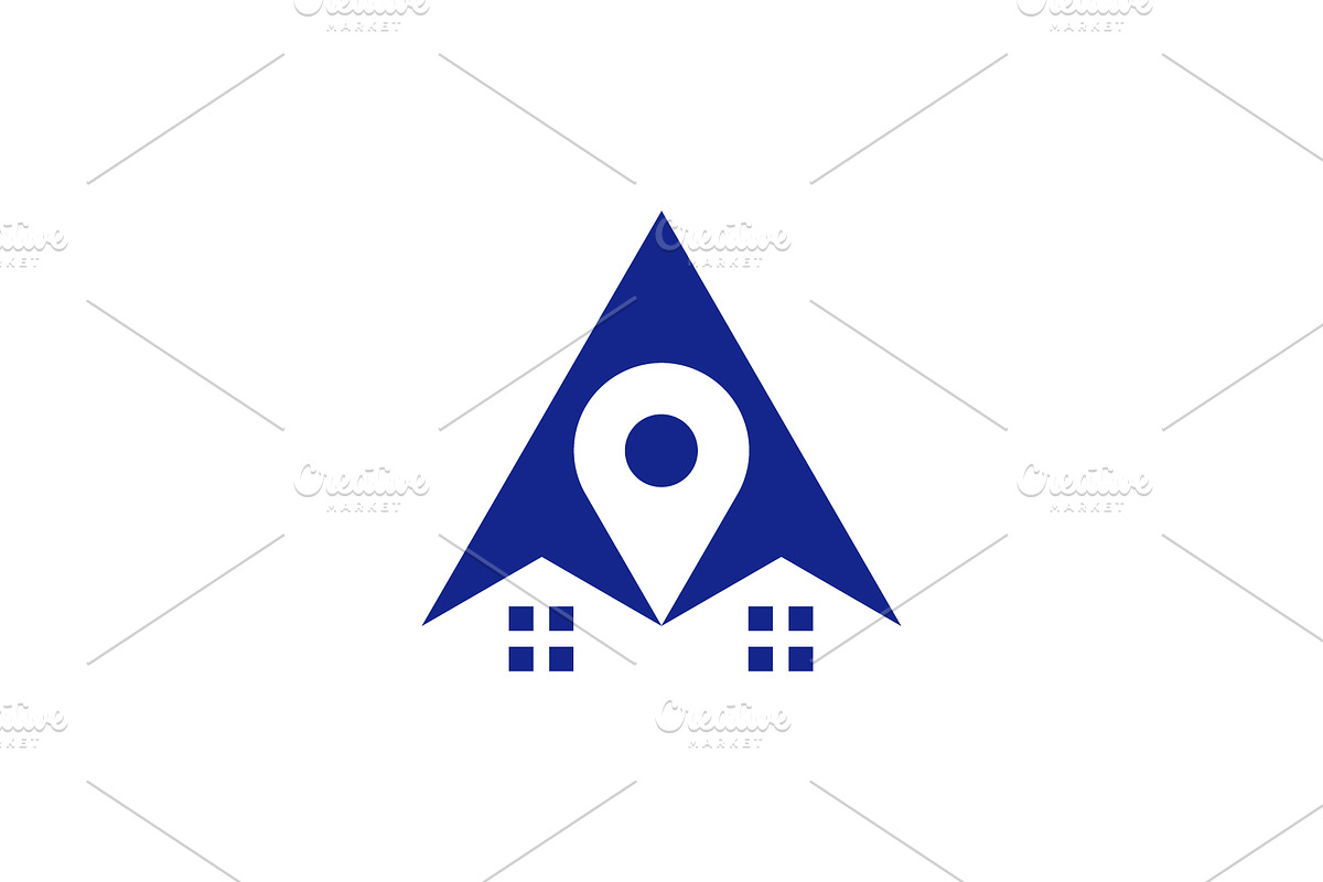 top arrow pin location house logo, a Branding & Logo Template by Rasagama Studio