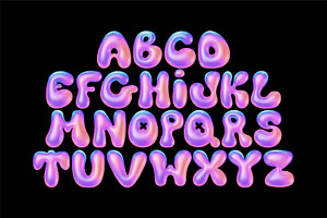 Gradient 3D Bubble Font Vector