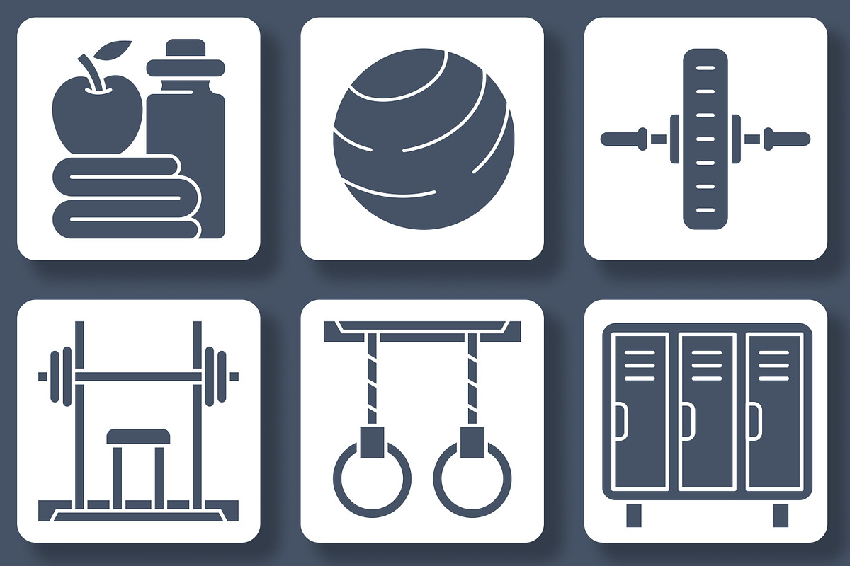Gym and Fitness Icons, an Outline Icon by Tekuni (Photo 6 of 8)