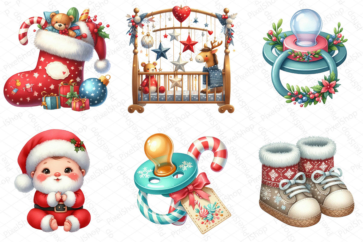 Babys 1st Christmas Festive Clipart, an Illustration by DreamPrint404 (Photo 3 of 6)