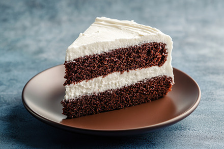 Delicious piece of cake with frosting cream, a Food & Drink Photo by AlyaAnd