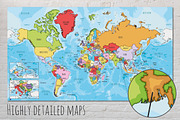 6x Illustrated Vector World Maps, an Illustration by asantosg (Thumbnail 2 of 9)