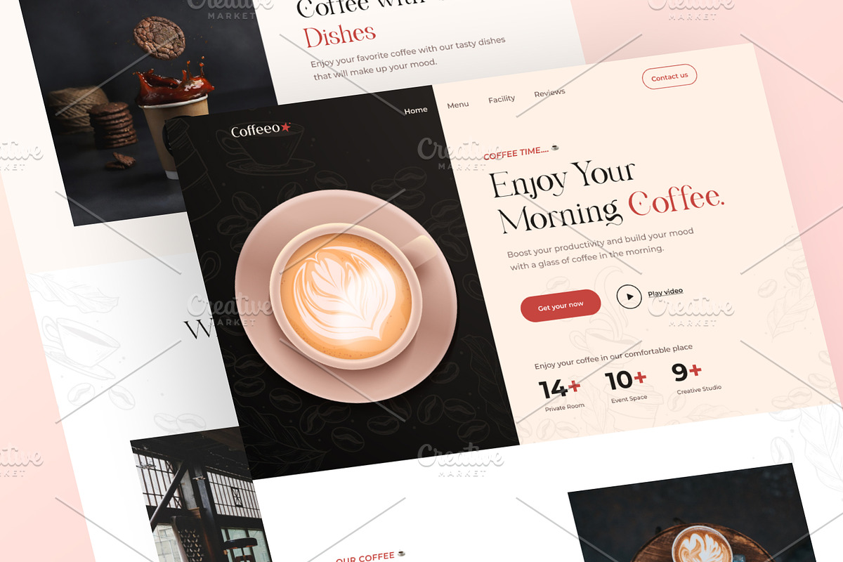 Coffee Shop Website Template Design, a Landing Page Template by Tanvir Ahammed Tamim (Photo 2 of 3)