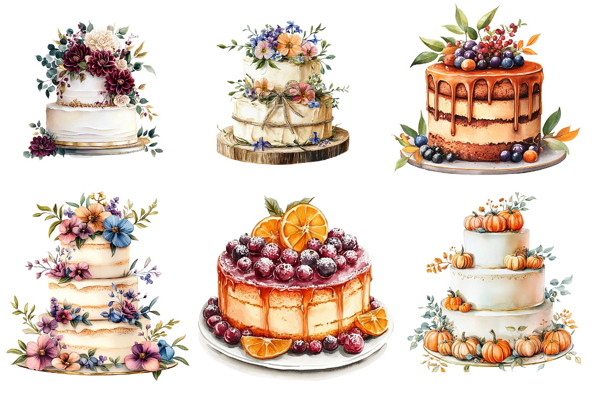 Fall Wedding Cake Clipart, an Illustration by CreationArt (Photo 2 of 5)