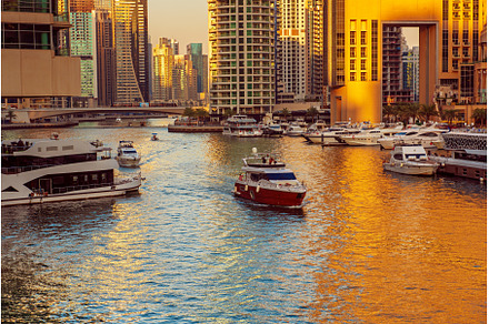 Dubai Marina at sunset, an Architecture Photo by Nature and travel