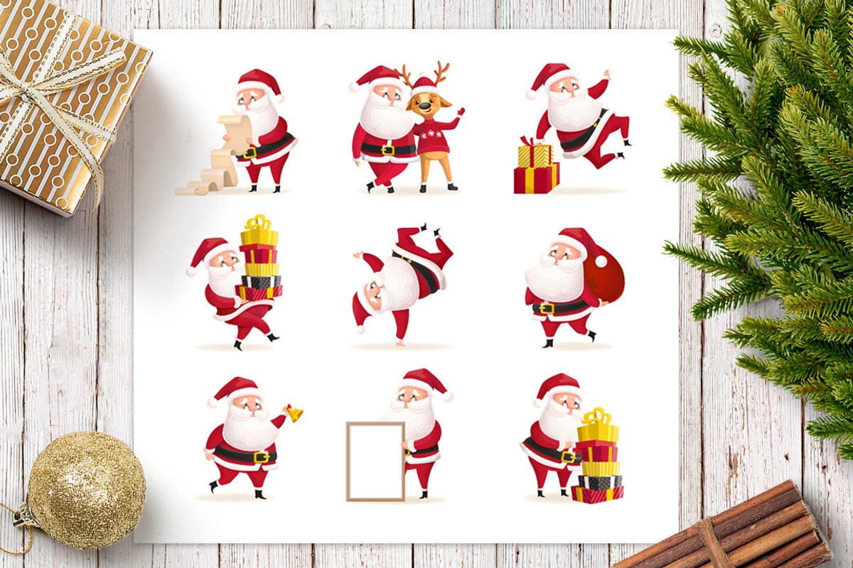 Christmas set with Santa Clauses, an Object Graphic by Holovei (Photo 1 of 7)