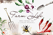 Farm Life watercolour set, an Object Graphic by Splash! (Thumbnail 1 of 5)