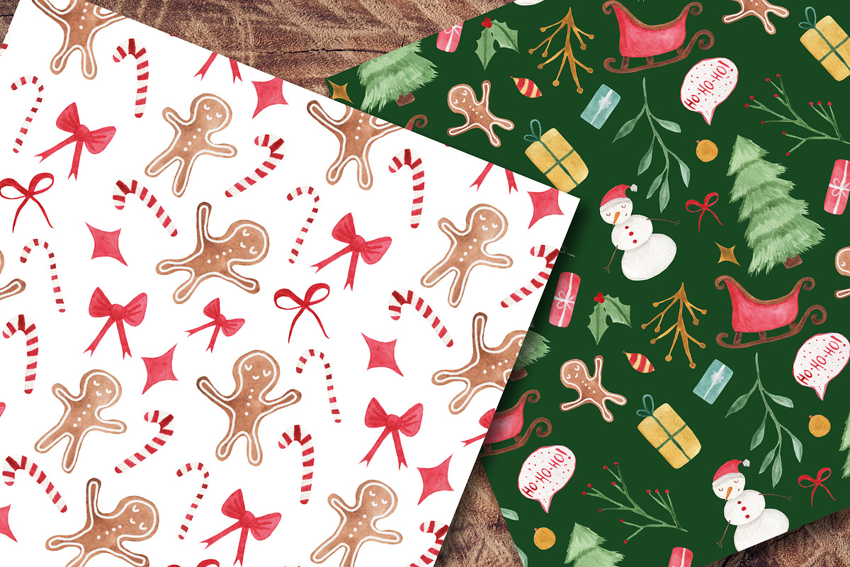 Christmas Watercolor Papers, a Pattern Graphic by LeMagiqueBoutique (Photo 7 of 7)