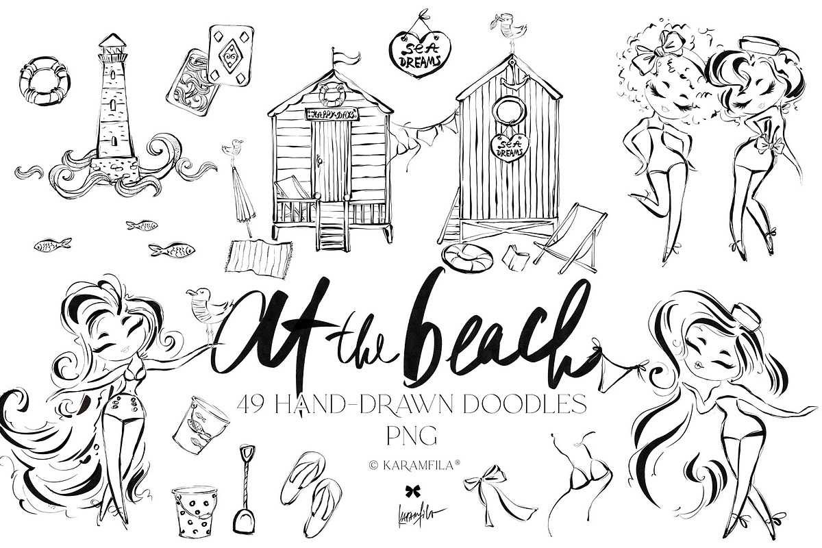 Nautical Beach Doodles, an Object Illustration by KaramfilaS (Photo 1 of 6)