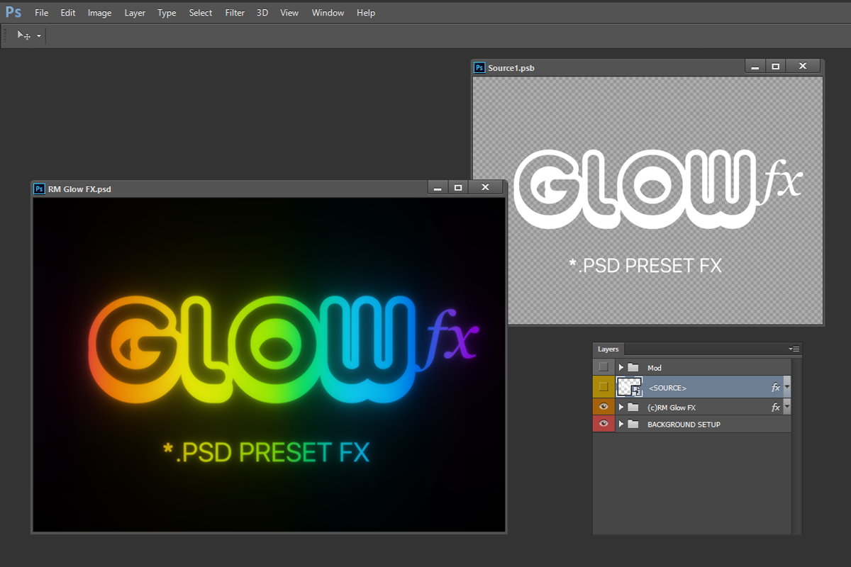 Photoshop's - RM Glow FX PSD, a Mockup by R M (Photo 2 of 5)