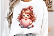 Watercolor Valentine Girls Clipart, an Illustration by SinaCreation (Thumbnail 5 of 10)