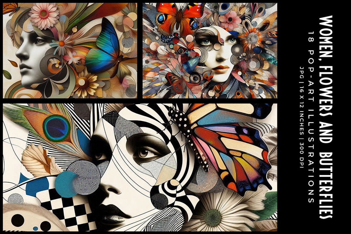 Women, Flowers and Butterflies, a Decorative Illustration by Digital Art Creations (Photo 4 of 12)