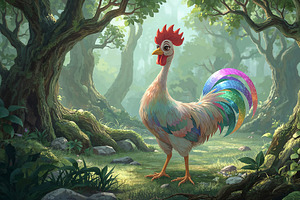 Standing rooster, an Illustration by wavebreak