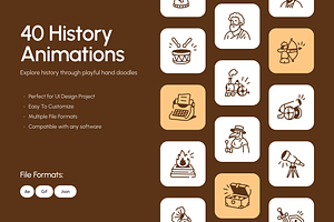 40 Animated History Doodle Icons