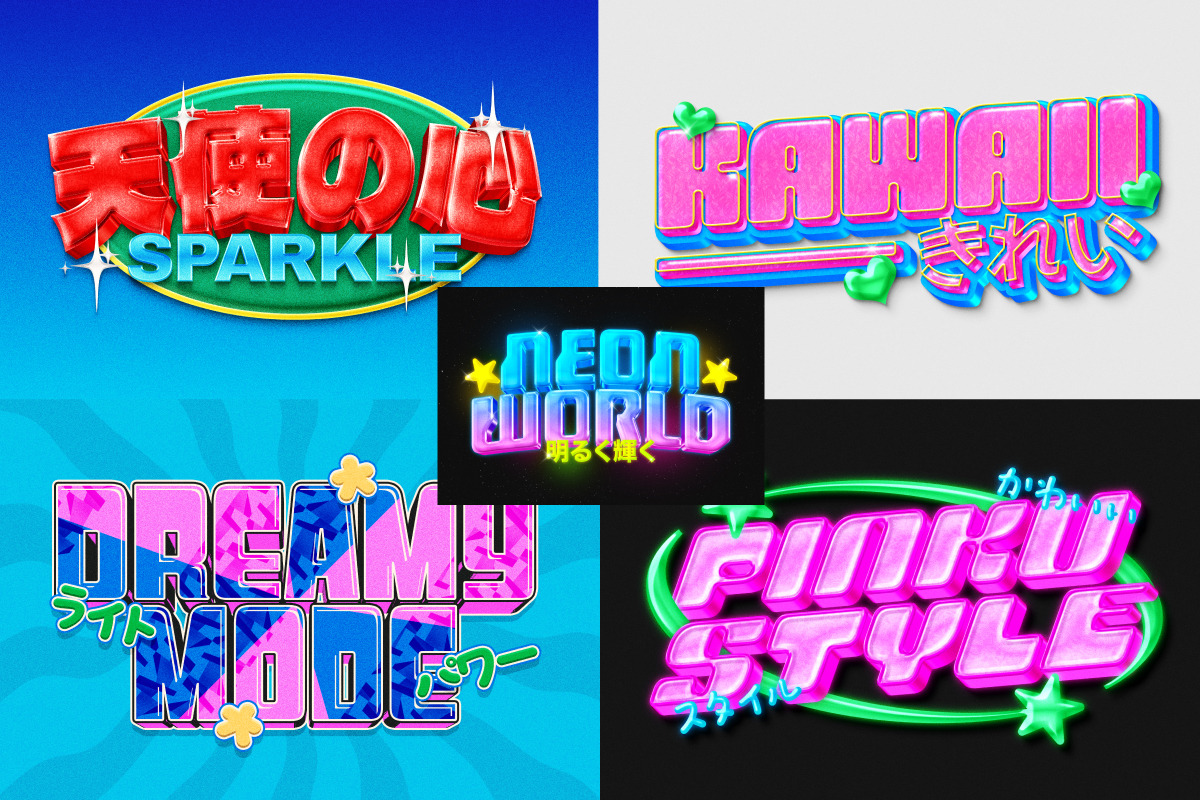 Kawaii Neon Bubble Text Effect, a Layer Style Add-On by Matsero (Photo 3 of 4)