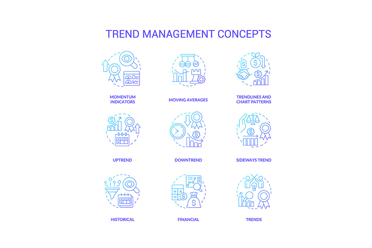 Trend management icons set, a Templates & Theme by IMG Visuals
