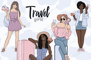 Travel Girl Clipart, a Person Illustration by GlamArtZhanna (Thumbnail 1 of 5)