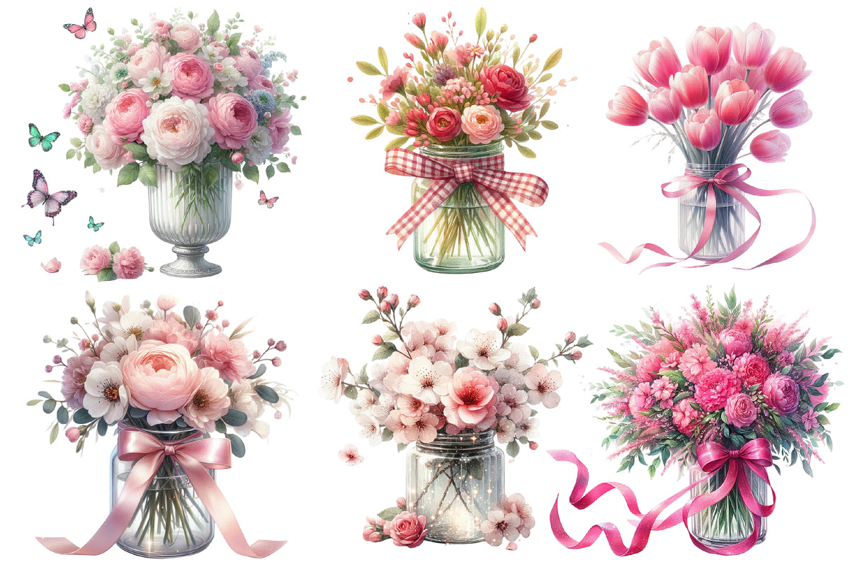 Valentine Flowers in Jar Clipart, an Illustration by Designworld (Photo 4 of 5)