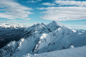 Panorama of snowy Mountains, a Nature Photo by GreatFruit