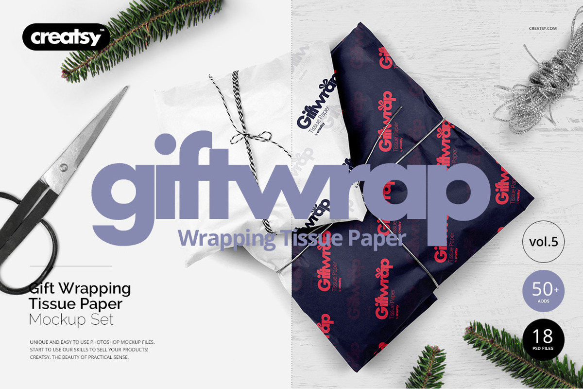Wrapping Tissue Paper Mockup Bundle, a Pens & Pencil Mockup by creatsy5 (Photo 6 of 19)