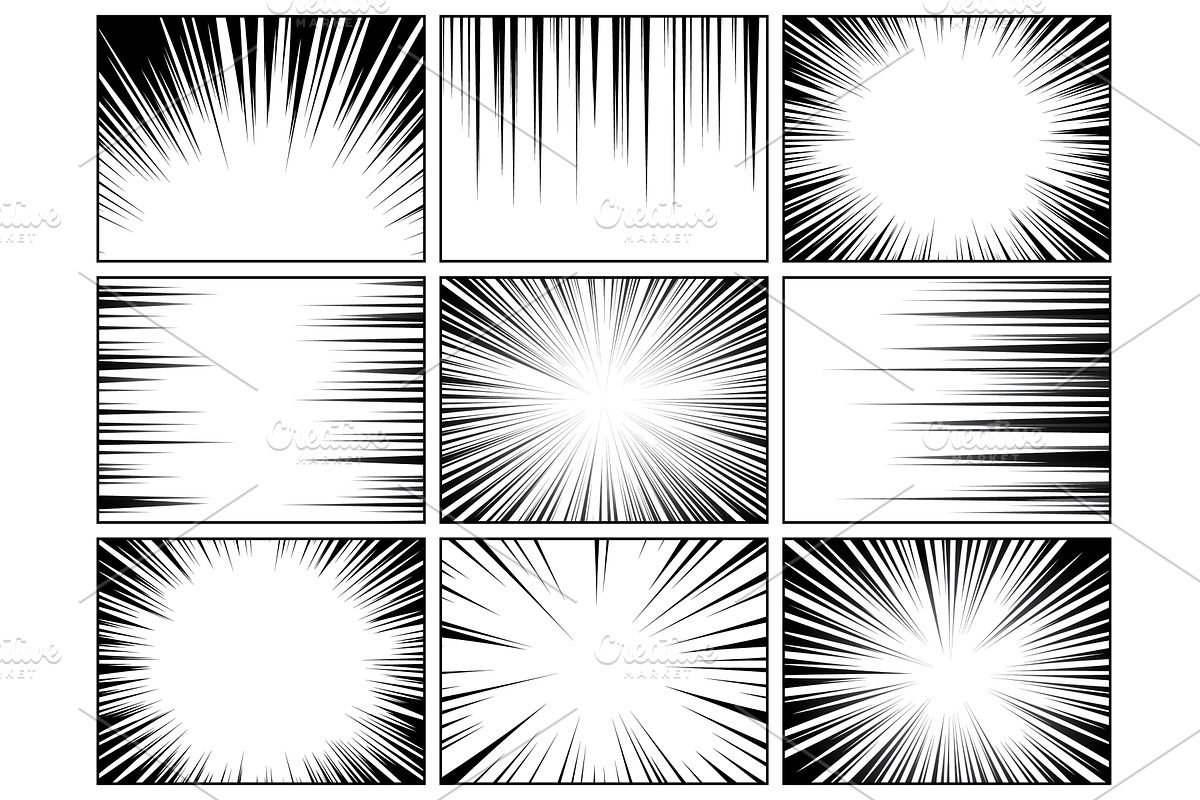 Comic book radial lines collection, a Texture Graphic by 32pixels