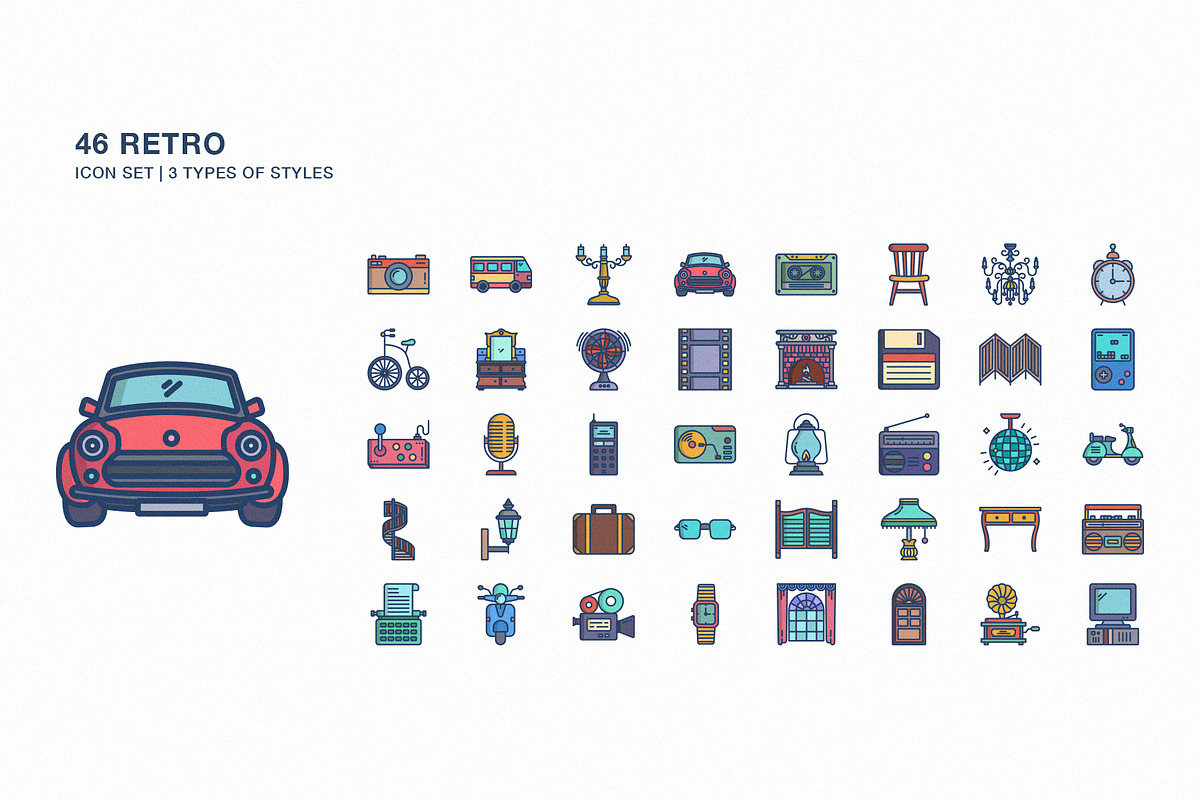 70s and 80s Retro style icon set, an Icon by Icongeek26 (Photo 1 of 4)