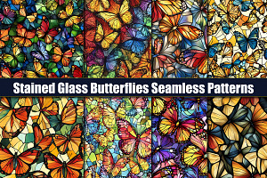 Stained Glass Butterflies Seamless P, a Pattern Graphic by protabsorkar11