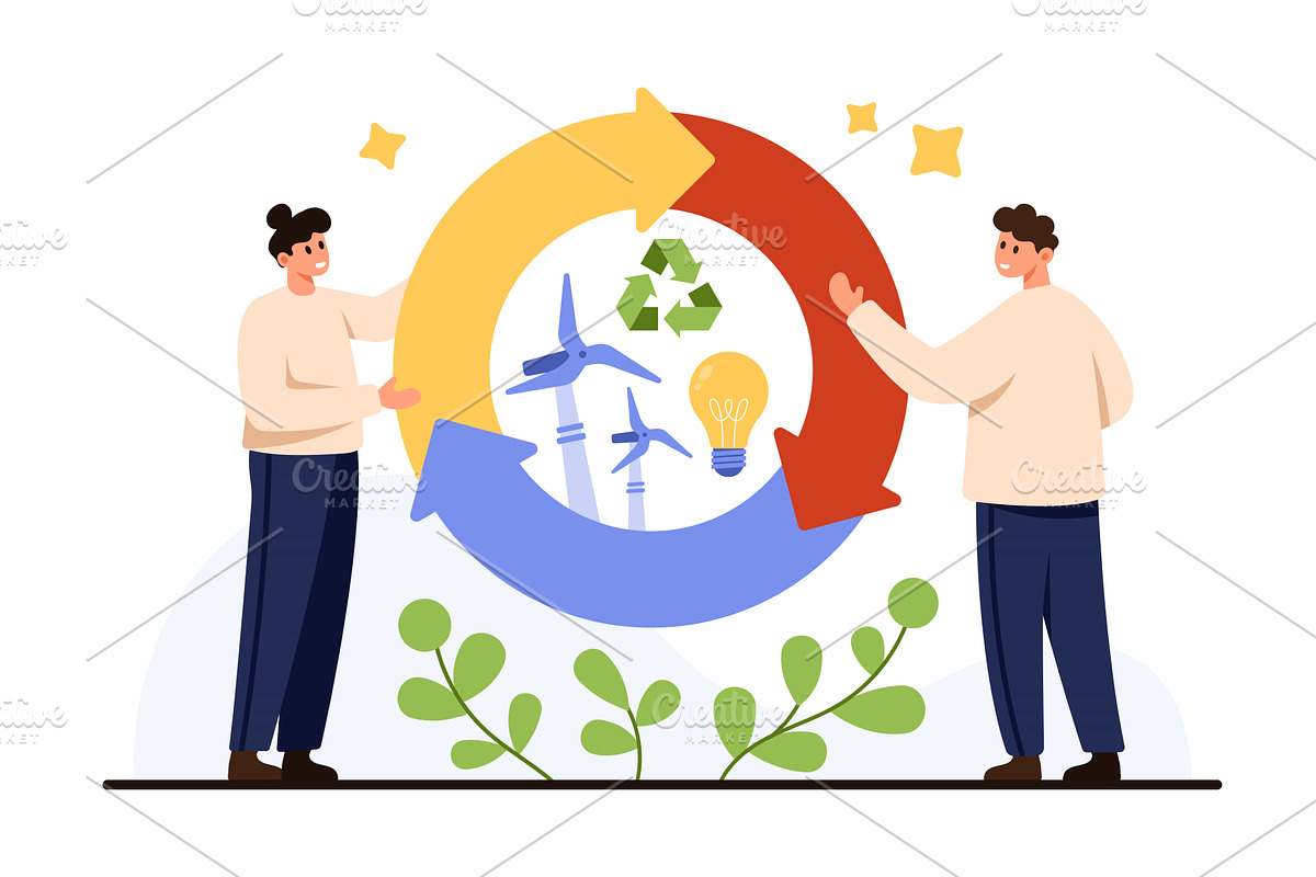 Circular Economy Concept with Eco, an Illustration by Flashvector