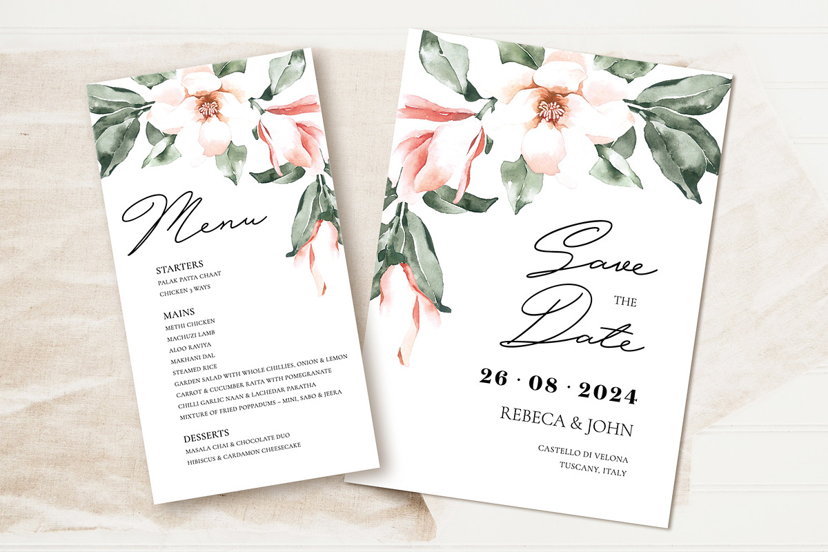 Pink Magnolia Wedding Invitation, an Invitation Template by Artberriez (Photo 3 of 5)