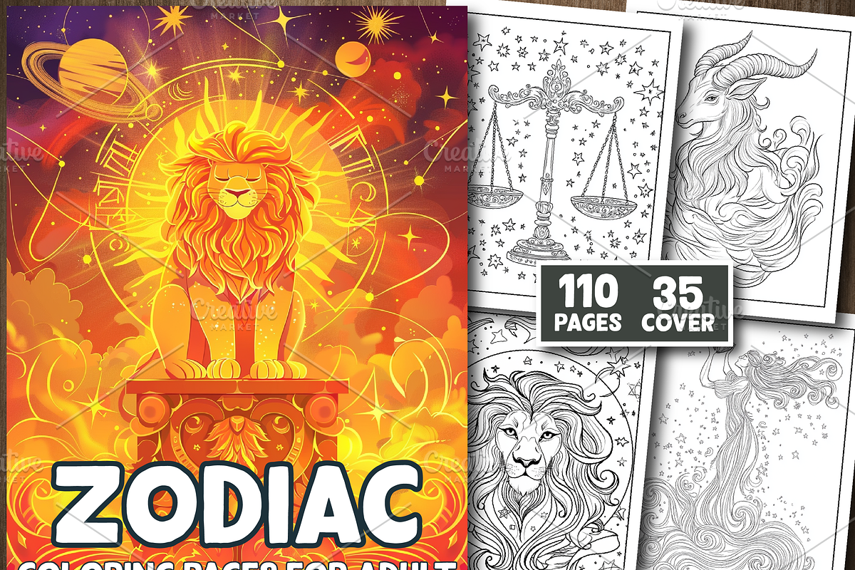 Adults Zodiac Coloring Book Pages, a Person Illustration by Design Station (Photo 1 of 5)