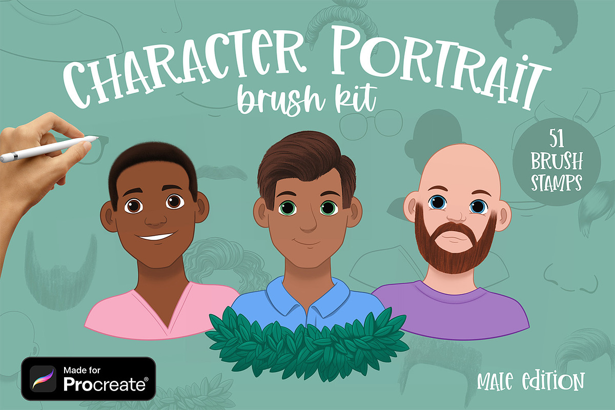 Male Character Portrait brushes, a Brush Add-On by Brushed Rose (Photo 1 of 4)