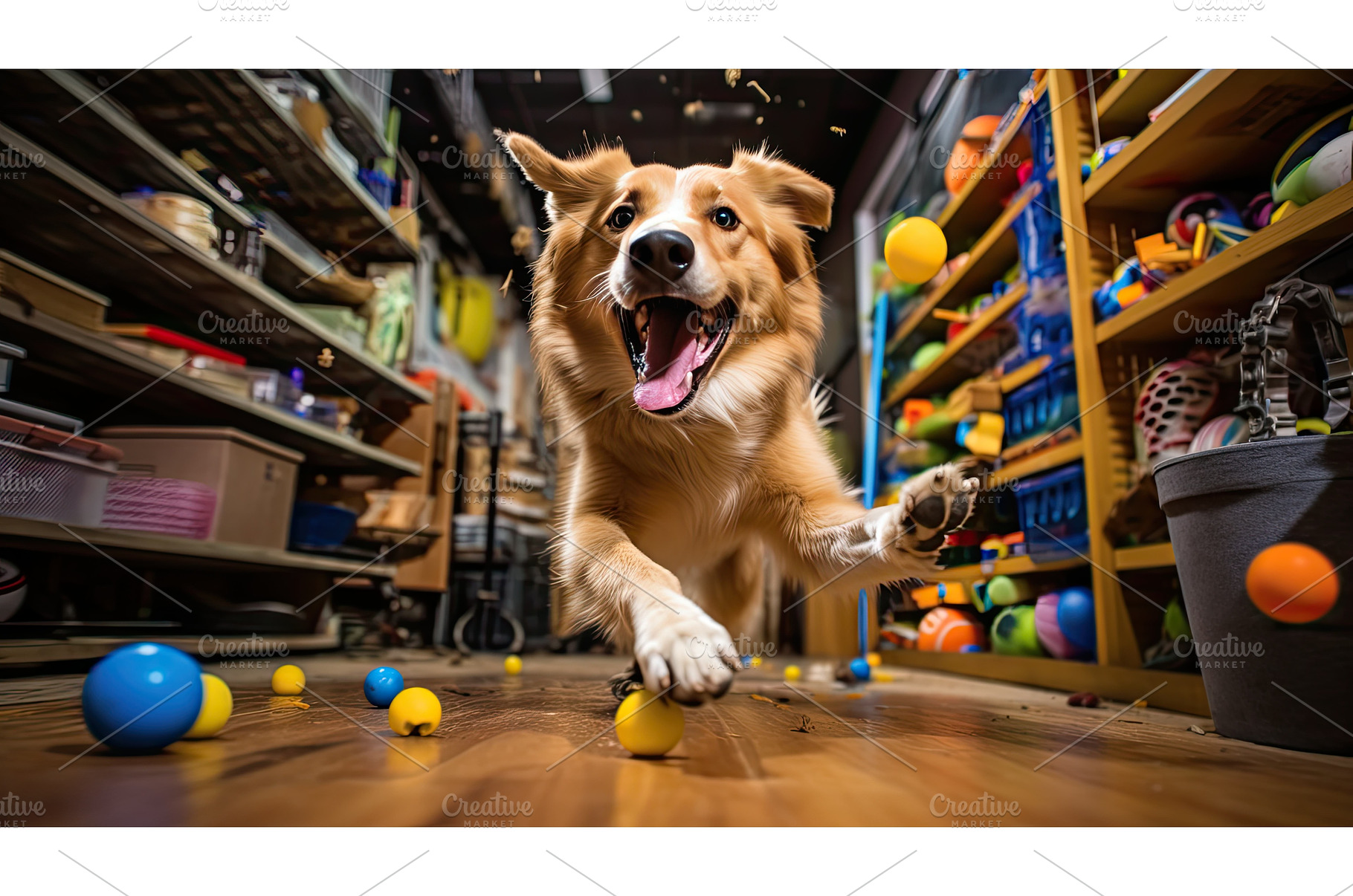 toys dog play indoors ai generated, an Animal Photo by pikepicture