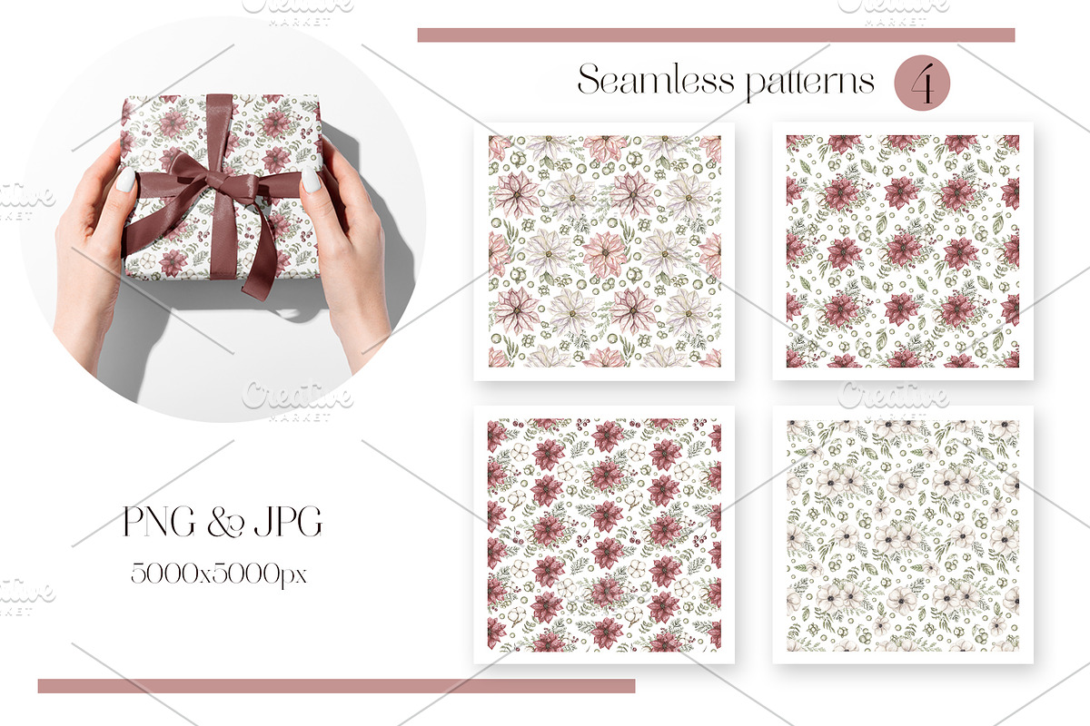 Watercolor Winter Florals Collection, a Decorative Illustration by MayaNavits (Photo 6 of 10)