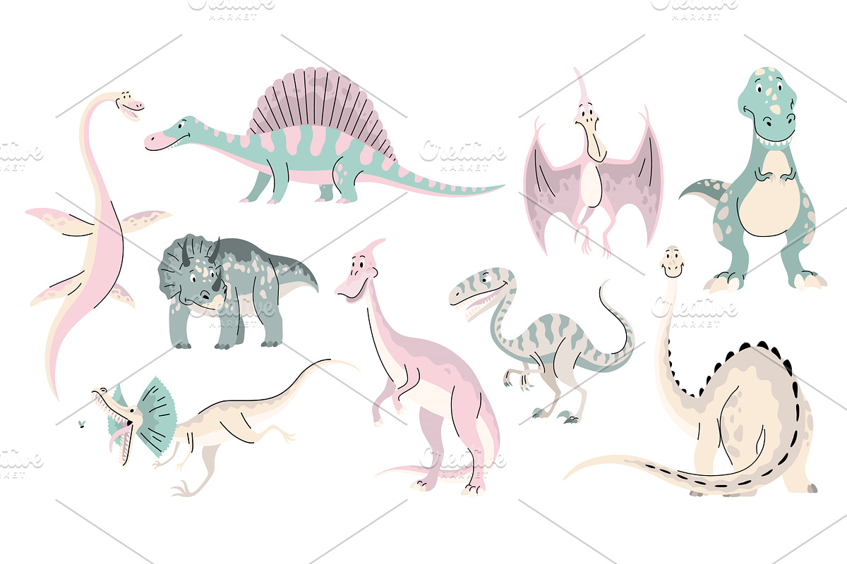 Cartoon dinosaur babies. Prehistoric, an Animal Illustration by the8monkey