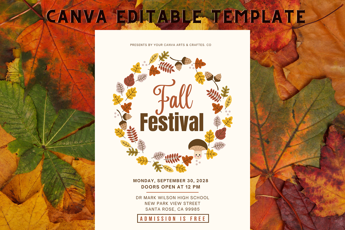 CANVA Fall Festival Flyer Template, a Flyer Template by Madhabi Studio (Photo 1 of 2)