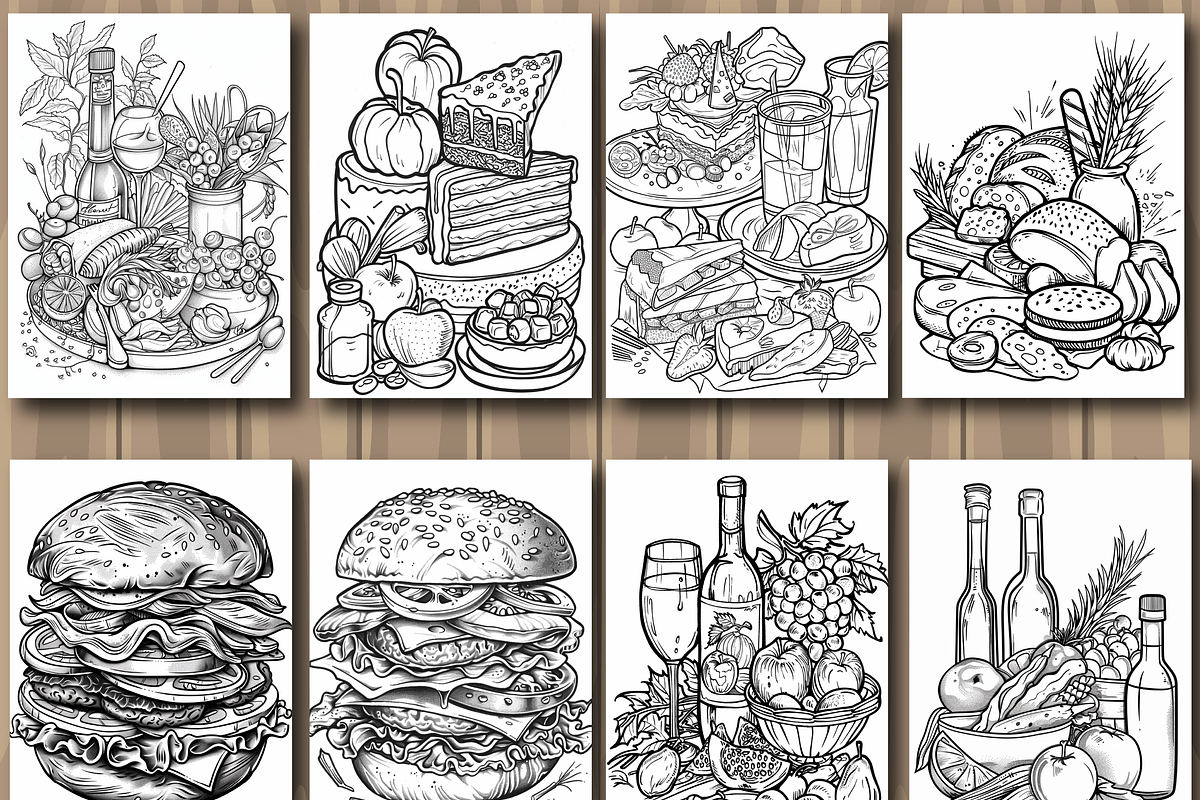 Food Coloring Book for Adults, a Seasonal Illustration by Printable Design Store (Photo 4 of 7)