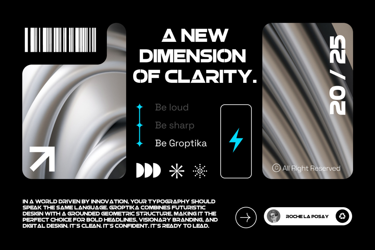 Groptika Geometric Futuristic Font, a Sans Serif Font by Rasio Studio (Photo 4 of 7)