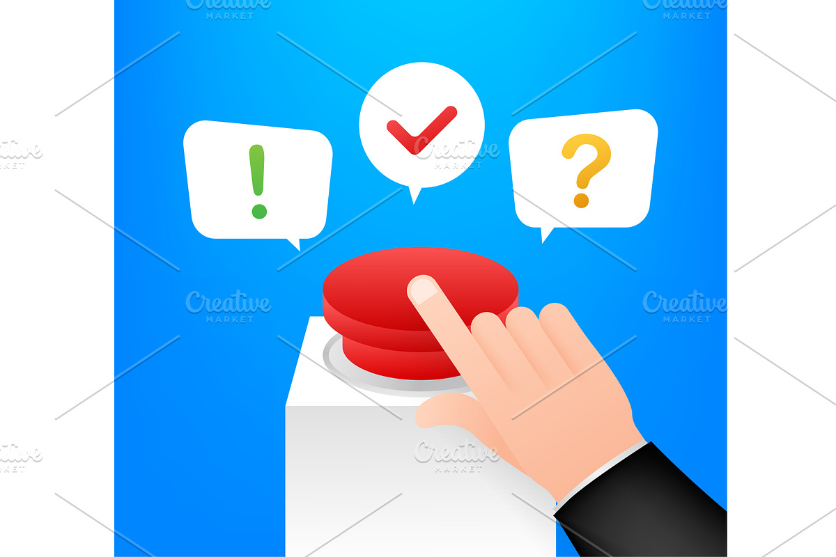 Quiz Button with speech bubble, an Education Illustration by DG-Market ...